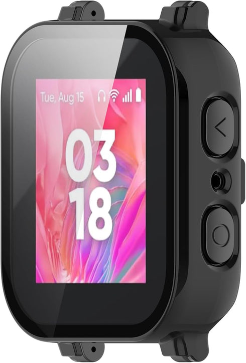 Fit for Gabb Watch 3 Case Cover for Kids, Scratch-Resistant Full Coverage Hard PC Protective Case &Tempered Glass Screen Protector Bumper for Gabb Watch 3 Smartwatch (Black)