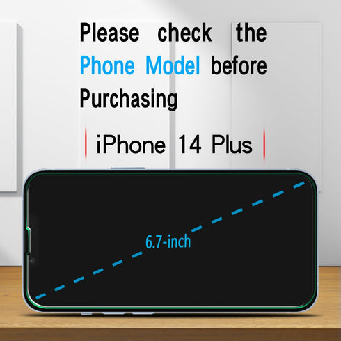 Slanku 3 Pack Tempered Glass for iPhone 14 Plus Screen Protector, 6.7-inch, HD Clear, Bubble Free, Anti Scratch, Case
