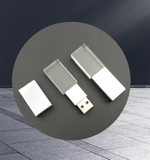 HOPAS New Crystal Transparent Rectangle Genuine USB Flash Drive Wedding Gift Pen Drive,Silver