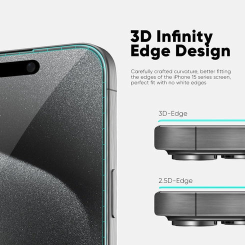 FLOLAB ONETIME PRO Privacy Screen Protector for iPhone 15 Pro, Anti-Reflective, 3D Edge-to-Edge, Easy Install