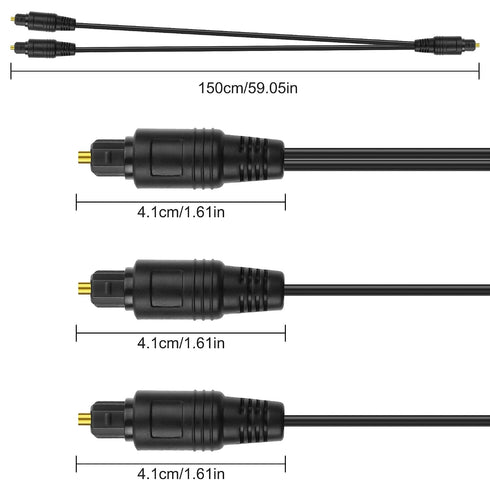 1 2 1 2 PS5/PS4,TVReceiver -1.5M/4.9FT XMSJSIY to Toslink Digital Optical Splitter Male in Male Out Fiber Optic Audio