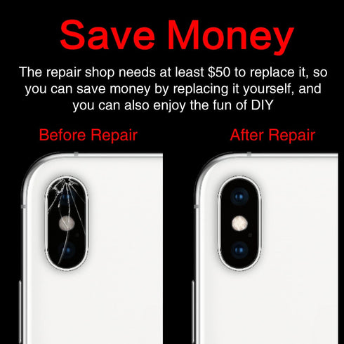 ASDAWN Back Rear Camera Lens Glass Replacement for iPhone Xs Max and Xs, with Adhesive + Repair Tool Kit