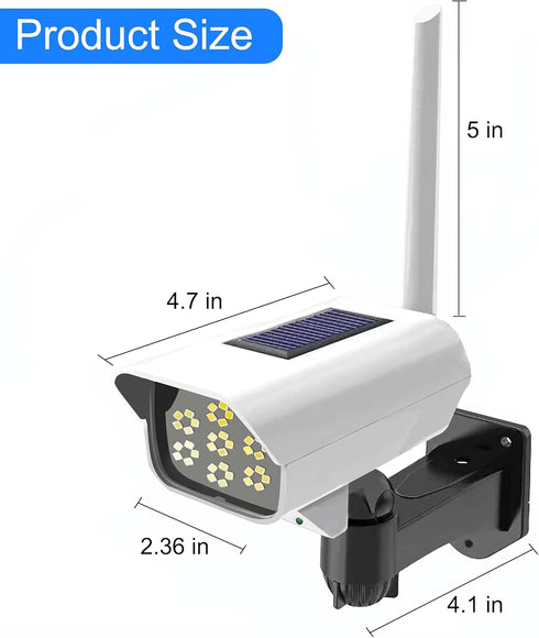 Solar Powered Fake Security Camera, Dummy CCTV Surveillance System with LED PIR Motion Sensor for Indoor Outdoor