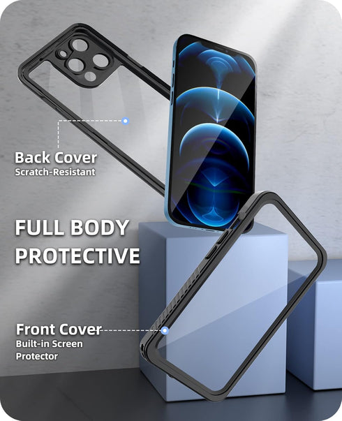 WIFORT Waterproof Case for iPhone 12 Pro Max - Certified Water Proof & Military Protection, Full Body Shockproof