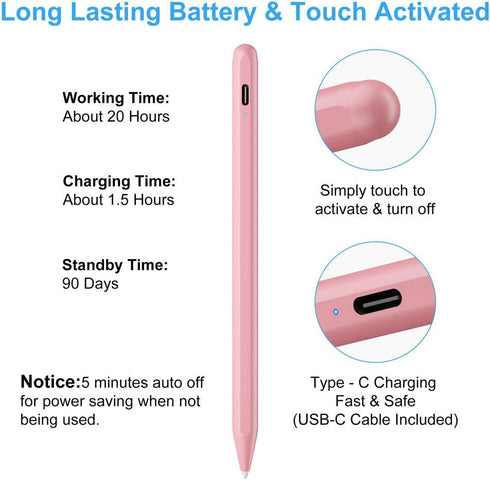 FOJOJO Stylus Pen for iPad (2022-2018) with Palm Rejection, Active Pencil Compatible with Apple iPad Models
