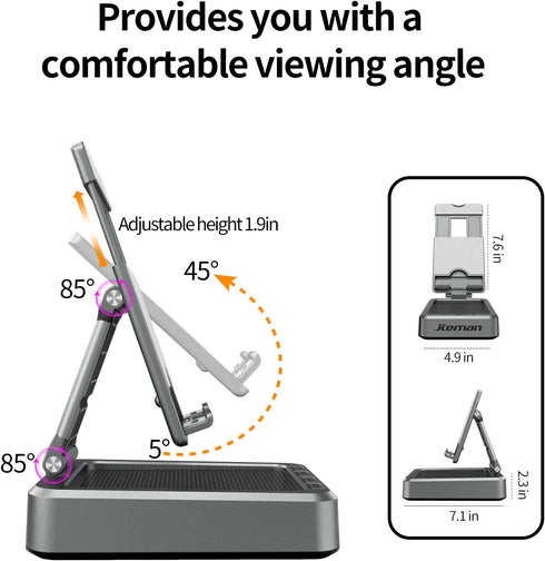 Jteman Wireless Bluetooth Speaker Tablet Stand, Adjustable with Bluetooth Speakers, Gifts for Women Men