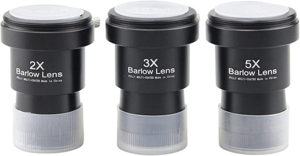 Telescope Barlow Lenses Kit - 2X-3X-5X, 1.25 Inch Telescope Accessory, Fully Metal Multi Coated Barlow Lens for