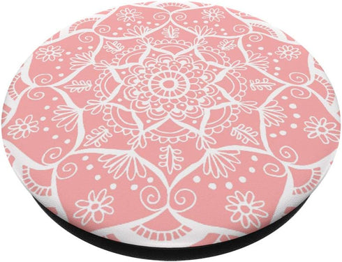 Pink Mandala Boho Chic Flower PopSockets Swappable PopGrip - Cute Bohemian Design