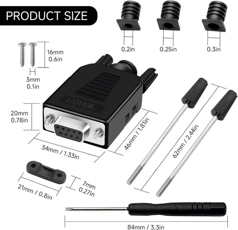 DB9 Female Breakout Connector, 9PIN Port Solderless RS232 D-SUB Serial Adapter with Screw Terminals