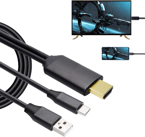 USB C to HDMI Cable, 6Ft Phone to TV Adapter, 4K Display & Charging for Macbook Pro/iPad Pro/Laptop