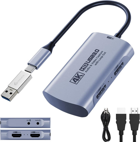 Guermok 4K@60FPS Capture Card for Streaming, 2K@144FPS USB 3.0 HDMI to USBC Camera