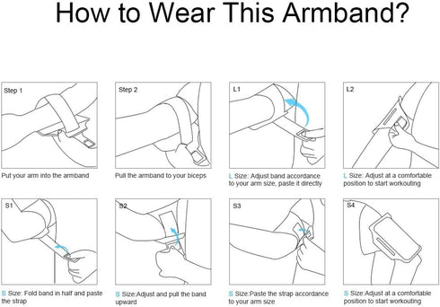 JEMACHE Armband for Samsung Galaxy S25 S24 S23 S22 S21 Ultra/Plus/FE, Gym Running Workouts Arm Band, Black.