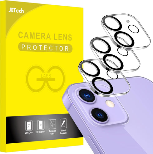 JETech 9H Tempered Glass Camera Lens Protector for iPhone 11 & 12 mini, HD Clear, Anti-Scratch, 3-Pack, Case Friendly.