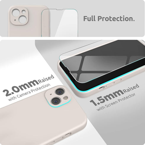SURPHY iPhone 13 Case with Screen Protector, Liquid Silicone Phone Case 6.1 inch with Camera Protection + Soft
