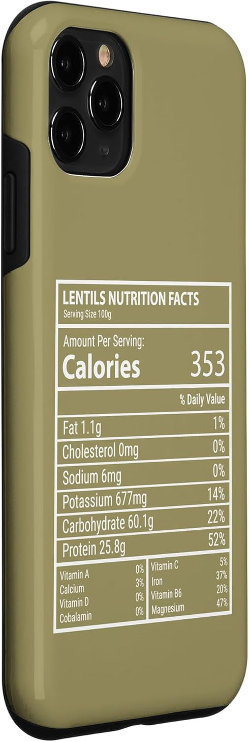 Lentils Nutrition Facts Typography Studio 11 Lentils Nutrition Facts Panel Minimal Typography Design Case for iPhone
