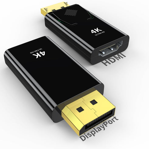 4K DisplayPort to HDMI Adapter 2-Pack, High-Speed 2K 60Hz, 1080p 120Hz Compatible with HP, HDTV, AMD, NVIDIA, Dell