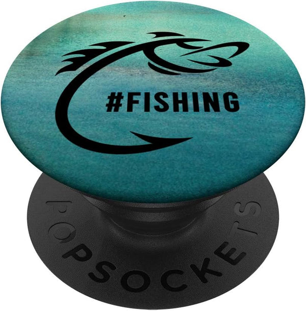 Cool Fish Fisherman Fishing Hook Outdoors Illustrated Design PopSockets PopGrip Swappable
