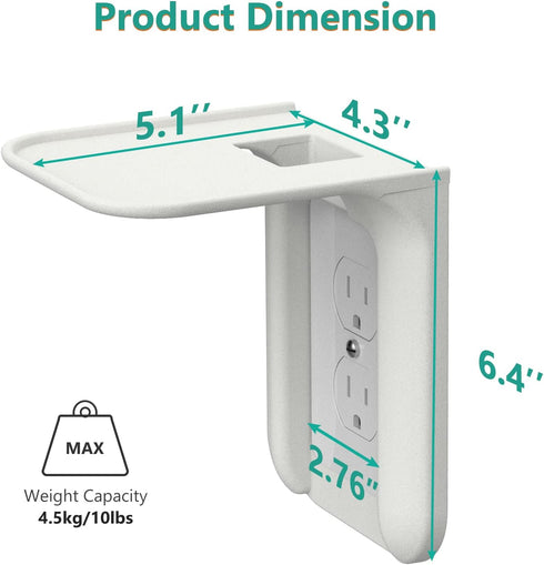 WALI Outlet Shelf Wall Holder, Bathroom Shelf up to 10lbs, Space Saving Organizer, 1 Pack, White