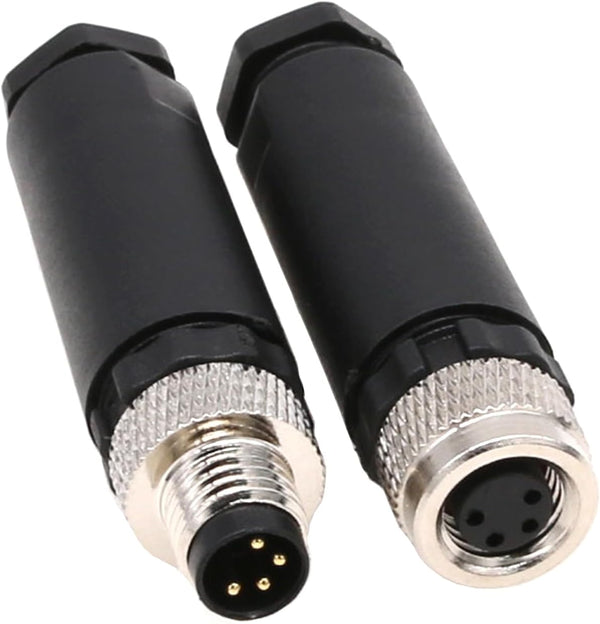 M8 Industrial Circular Sensor Connector, 4 Pin Male & Female A Code Plug, Aviation 8mm Waterproof