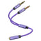 Headset and Microphone Splitter Cable for PC, Braided 3.5mm Female to 2