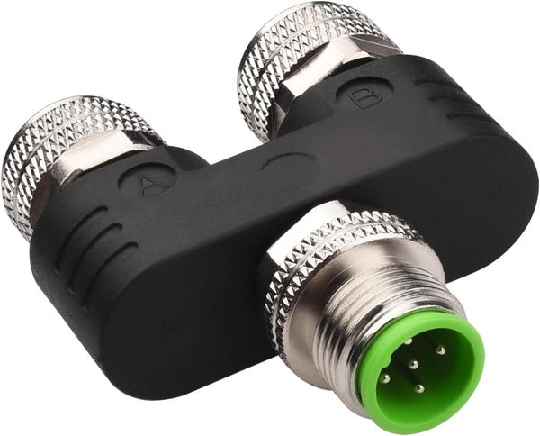 M12 5 Pin Aviation Wire Connector Male to Female Y Connector, Lonlonty 12mm Industrial Circular Waterproof IP67