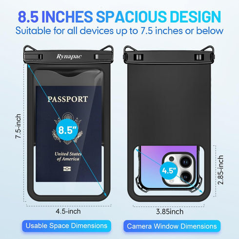 8.5in Waterproof Phone Pouch with Lanyard, IPX8 Cell Phone Dry Bag for iPhone 15/15 Plus/15 Pro/15 Pro Max/13/14/SE