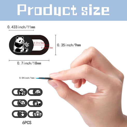 6Pcs 6 Styles Panda Camera Cover Webcam Cover Slide Cute Animal Design Privacy Guard Webcam Protector for Laptop