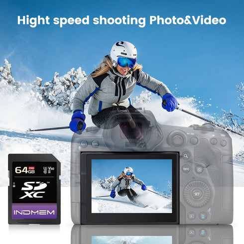 elecacc 64GB V60 U3 280MB/s, V60 4K/6K SD Card UHS-II SDXC Memory Card, High Speed Read up to Memory Cards