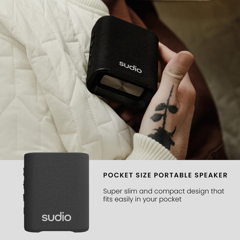 Sudio S2 Bluetooth Speaker, Loud Sound, Deeper Bass, IPX5 Waterproof, Portable Wireless Compact Speaker