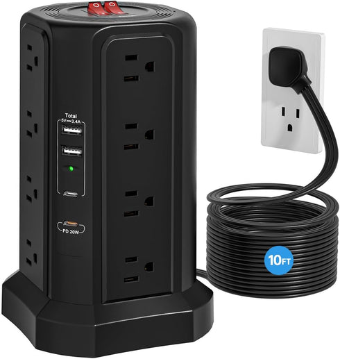 Fararaka Surge Protector Power Strip with 5 USB Ports,16 AC Outlets 13A 10FT
