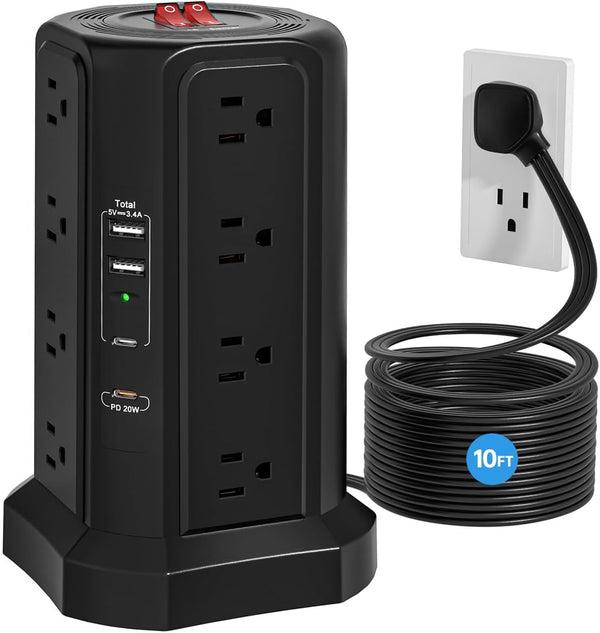 Fararaka Surge Protector Power Strip with 5 USB Ports,16 AC Outlets 13A 10FT