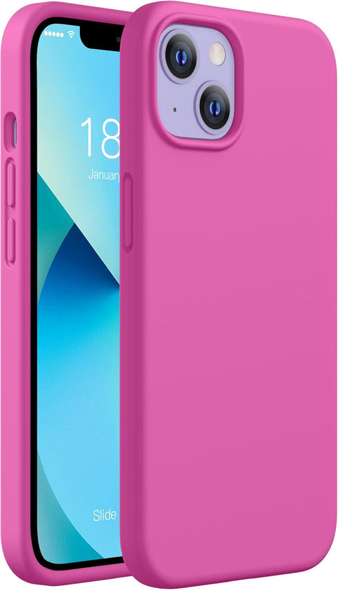 CellEver iPhone 13 Case, Hot Pink Ultra Durable Silicone with Military Grade Protection & Slim Fit