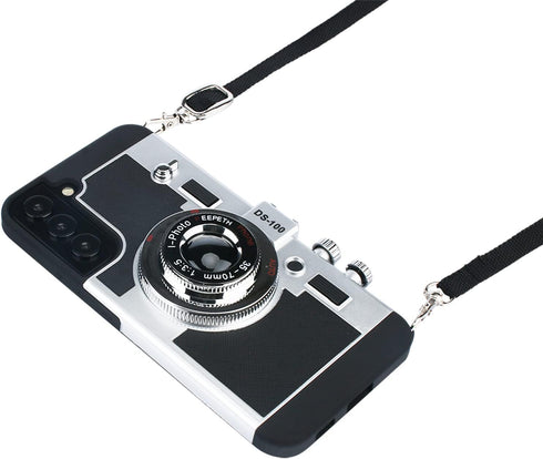 Awsaccy Vintage Phone Case for Samsung Galaxy S22 5G, Cute 3D Cool Unique Design with Removable Neck Strap Lanyard for