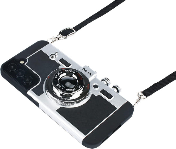 Awsaccy Vintage Phone Case for Samsung Galaxy S22 5G, Cute 3D Cool Unique Design with Removable Neck Strap Lanyard for