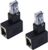 Duttek Ethernet Adapter 90 Degree, Left Angled RJ45 Male to Female Extender Adapter, Cat5e/Cat6 RJ45 Ethernet, 2 Pack