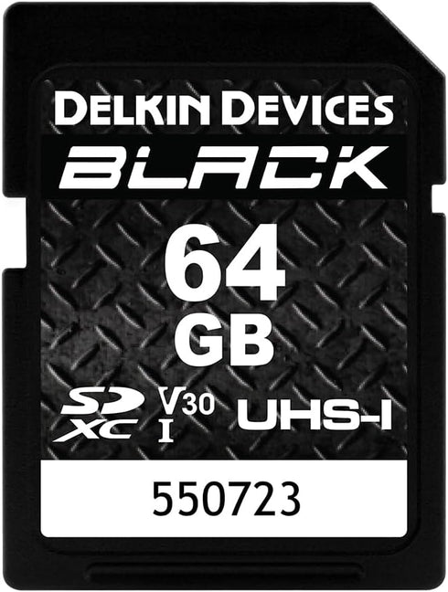 Delkin Devices Black Rugged SDXC Memory Card, UHS-I, C10, U3, V30, Full HD &
