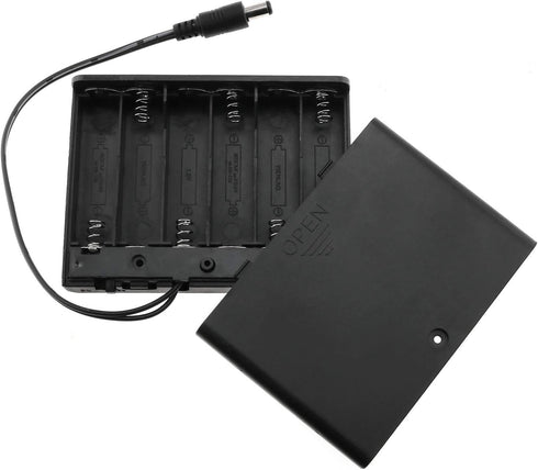 E-outstanding Battery Box, 6x1.5V AA Battery Case Holder, Black with ON/Off Switch
