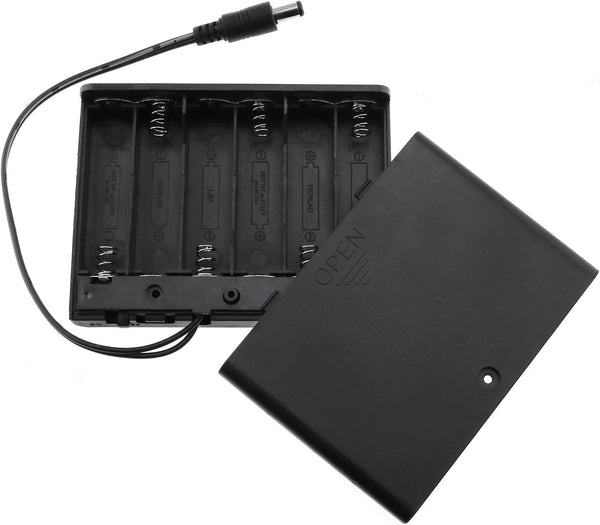 E-outstanding Battery Box, 6x1.5V AA Battery Case Holder, Black with ON/Off Switch