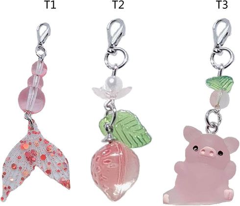 hejhncii Cute Fish Tail Strawberry Pig Hanging Pendant - Sweet Phone Strap Lanyard