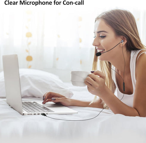 USB Earbuds with Boom Mic for Computers & Smartphones, In-Ear Headphones with USB-A & USB-C for Laptop, 4.9FT