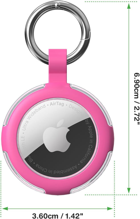 Compatible AirTag Case Keychain, IPX8 Waterproof Holder with Key Ring for Apple GPS Item Finders Accessories (Blue/Rose)