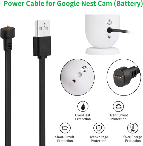 wochel Power Adapter for Google Nest Cam Outdoor/Indoor, 6.5ft Weatherproof Charger Cable for Continuous Power