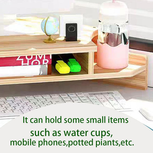 Triangle Monitor Stand Riser, Cut Triangle Desktop Corner Shelf with Drawers, Wooden Computer Stand with Storage for