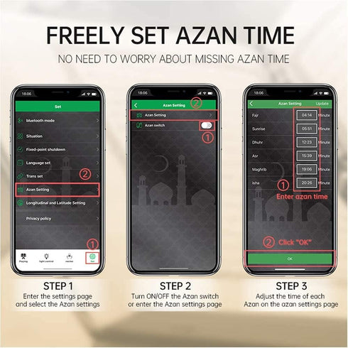 SQ112 Quran Speaker, Touch Quran Lamp Bluetooth Speaker AZAN Speaker with Remote & APP Contro Full Recitations of Famous Imams and Quran Translation in Many Languages Including English, Arabic, Urdu
