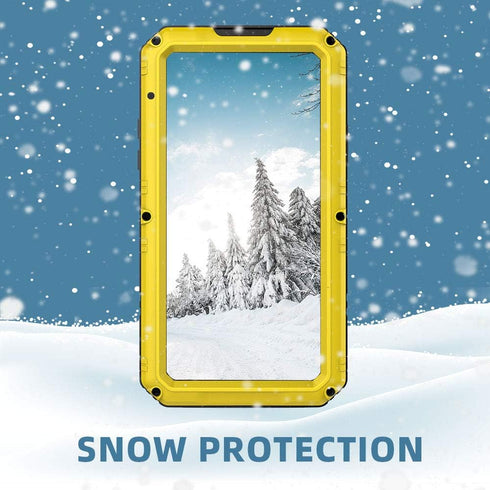 Mitywah Heavy Duty Military Armor Metal Case for iPhone Xs MAX, Waterproof, Shockproof, Dustproof, Rugged, Yellow