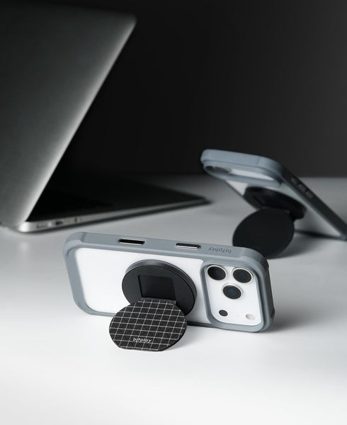 bitplay Magnetic Phone Grip for MagSafe, Finger Holder and Kickstand for Smartphones, Adhesive Metal Ring Included