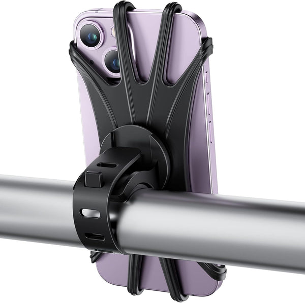 VUP Universal Bike Phone Mount, 360° Rotatable Silicone Holder for iPhone 15/14/13/Pro