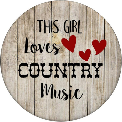 PopSockets PopGrip: Swappable Grip for Phones & Tablets - This Girl Loves Country Music - Wood Background