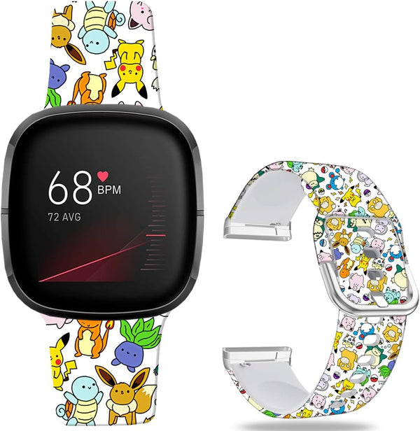 Pikacu Sea Turtle Anime Bands - Compatible with Fitbit Sense/Sense 2/Versa 3/Versa 4 Soft Sport Strap