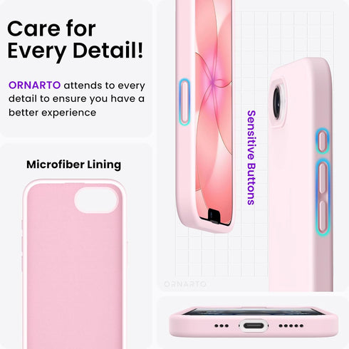 ORNARTO 17e 16e 6.1", 3 16e 17e-Chalk Compatible with iPhone Case and for iPhone Case Liquid Silicone Layers Full